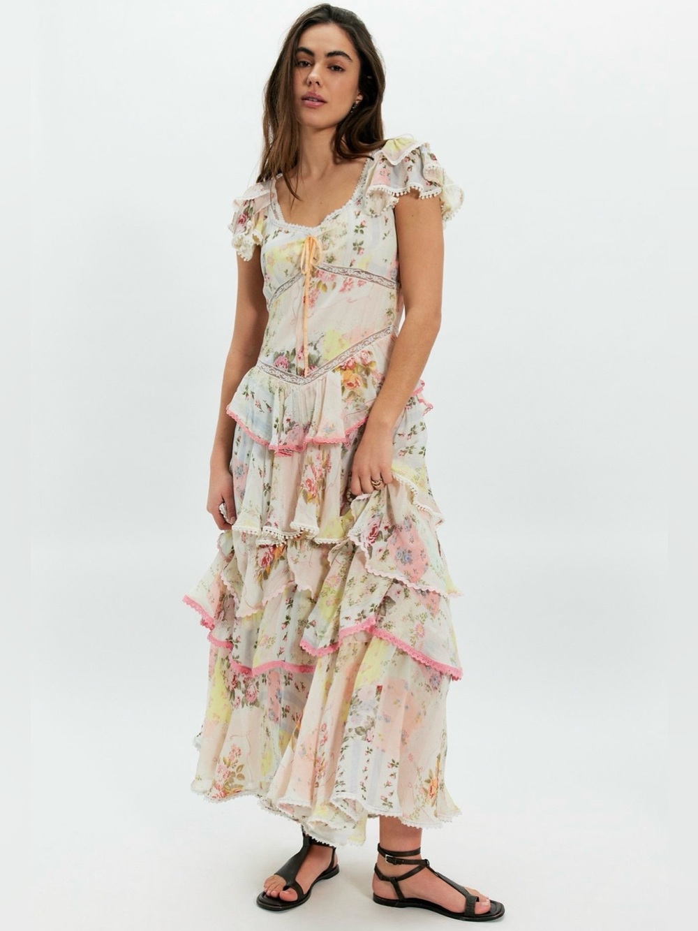 Free People Love You Bunches Midi Dress~ Pastel Combo 🌸